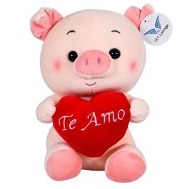 Cerdito corazón 26 cm con grabadora de voz